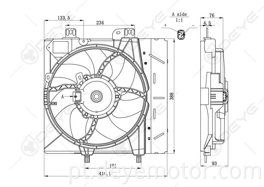 1253.P8 Ventilador de resfriamento do radiador de venda quente para PEUGEOT207 CITROEN C2 C3 03